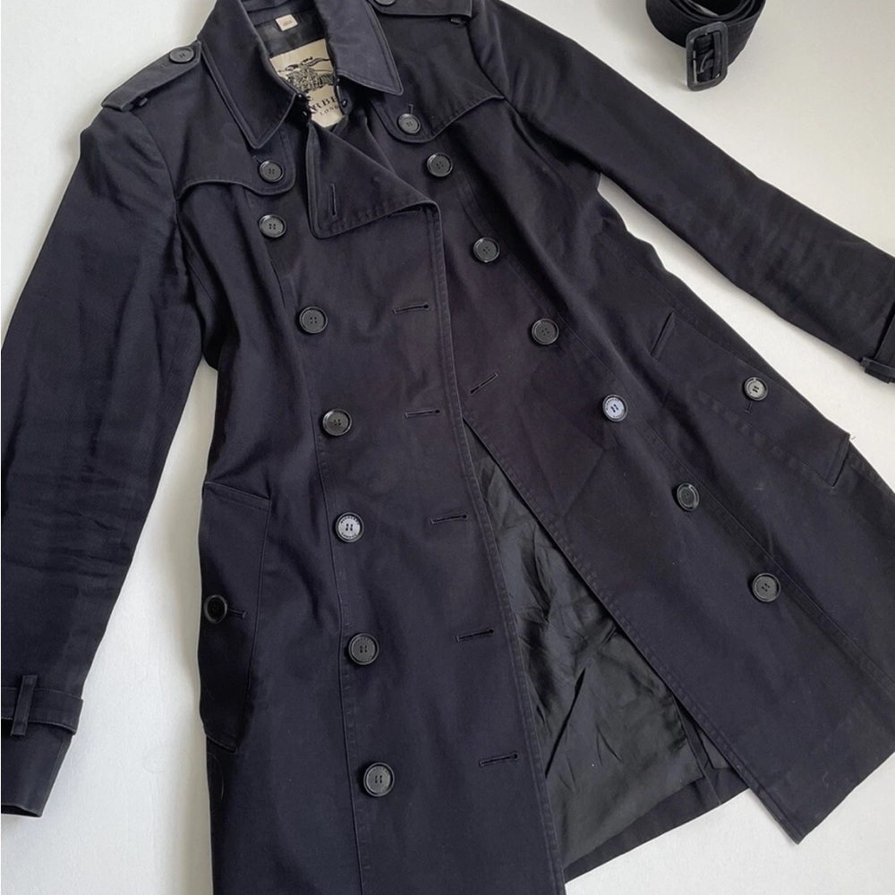 1200$ Burberry black cotton mid length trench coat 40 S